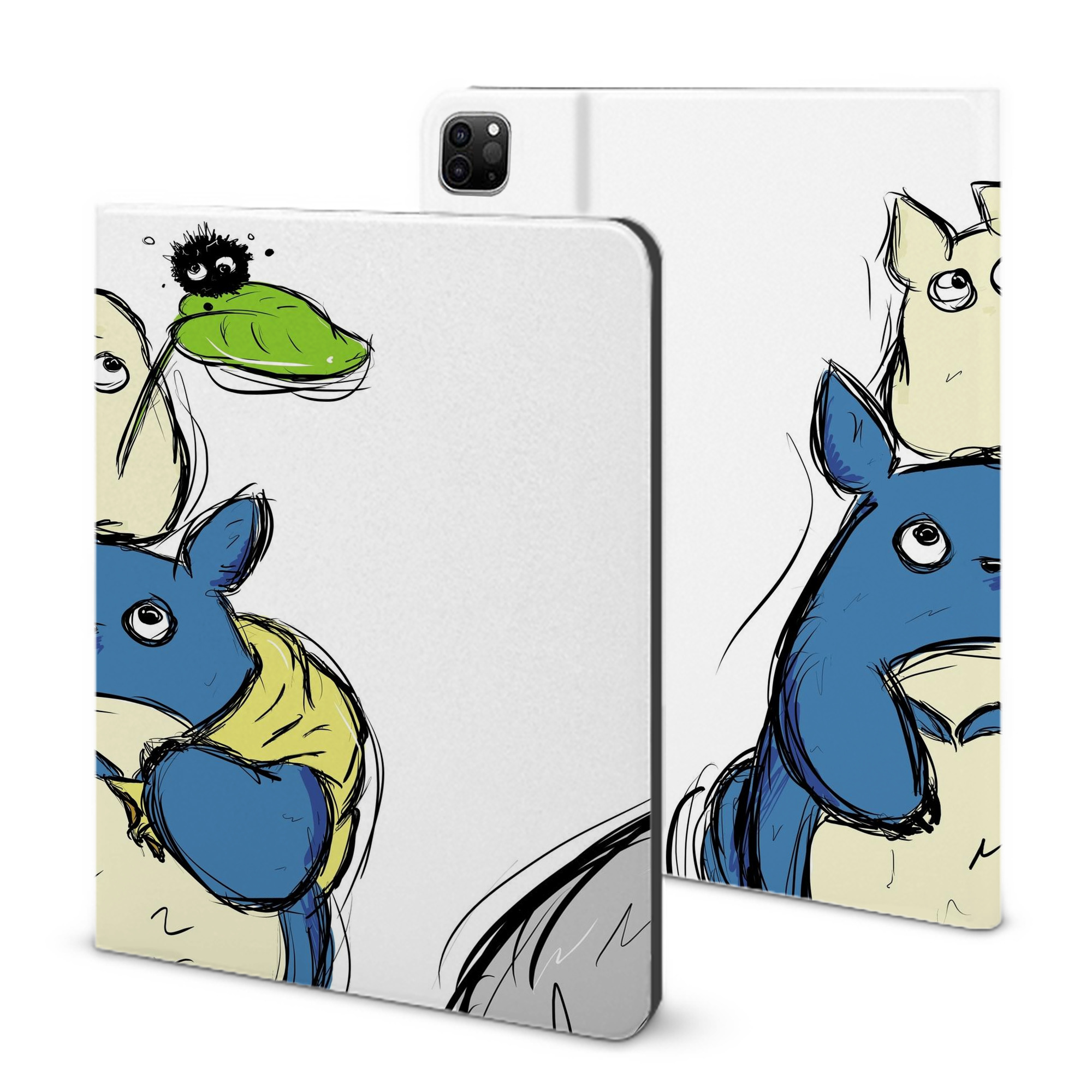 （画像用） となりのトトロ 草壁メイ 草壁サツキ My Neighbor Totoro Satsuki Kusakabe Mei Kusakabe IPad ケース ブック型 PUレザー TPU 耐衝撃 軽量 薄型 ペン収納なし 全面保護 IPad 各モデル対応